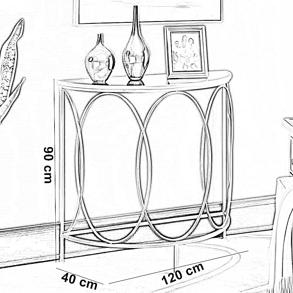 كونسول ستيل بسطح زجاج، 120*40*90 سم