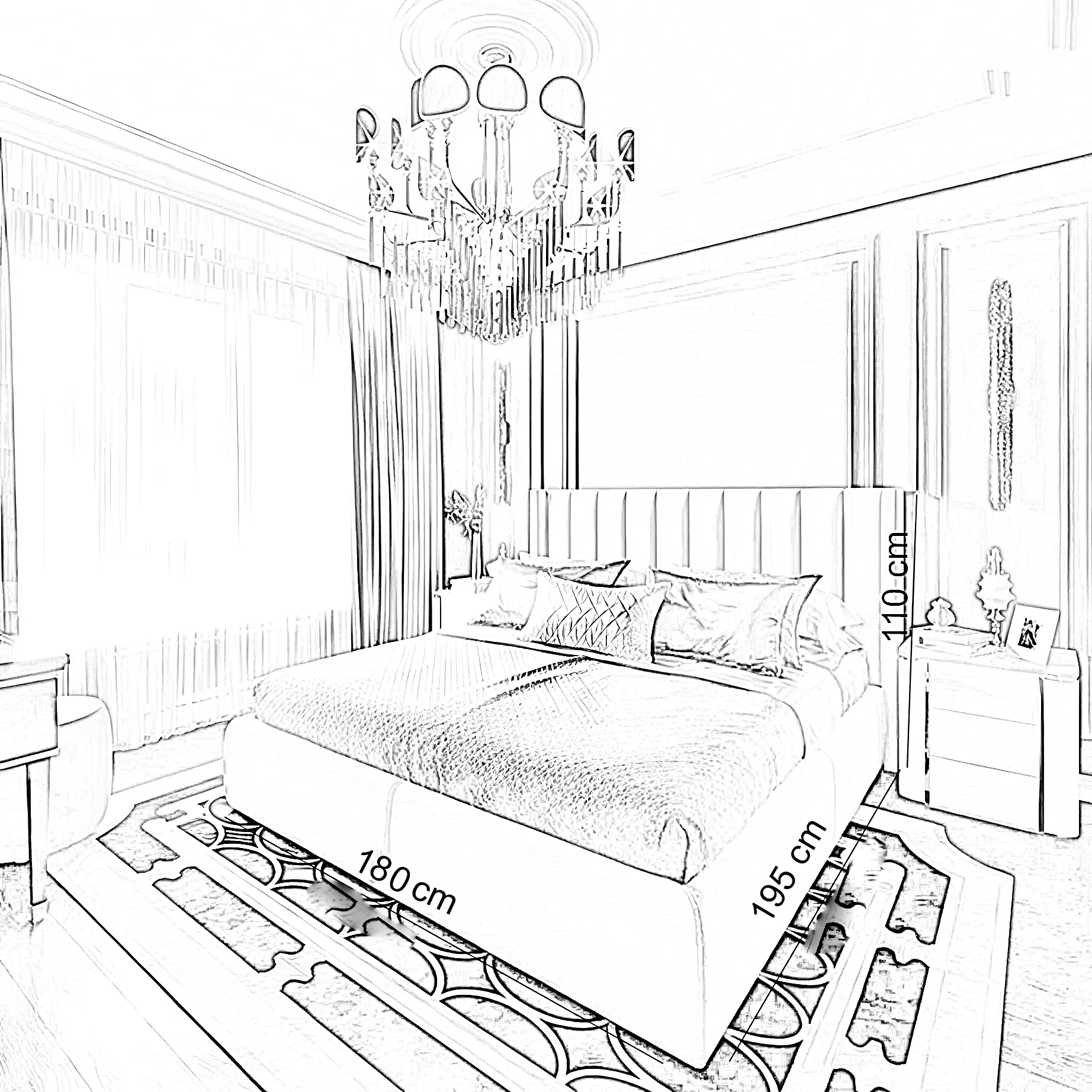 سرير سوبر كينج خشب كونتر، 180*195*110 سم