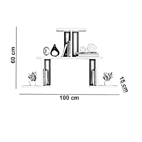 وحدة أرفف ام دي اف، 100*15*60 سم