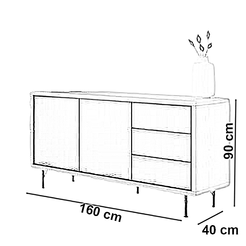 بوفيه خشب ام دي اف، 160*40*90 سم
