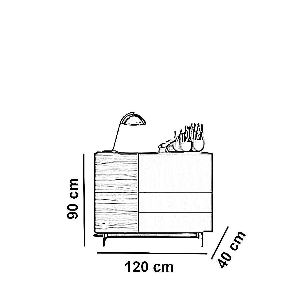 وحدة أدراج خشب ام دي اف، 120*40*90 سم