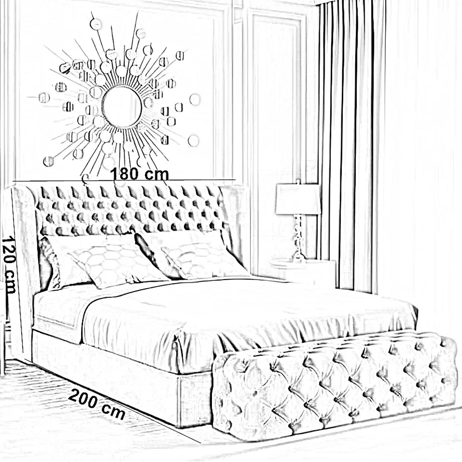 سرير سوبر كينج خشب ام دي اف و زان، 180*200*120 سم