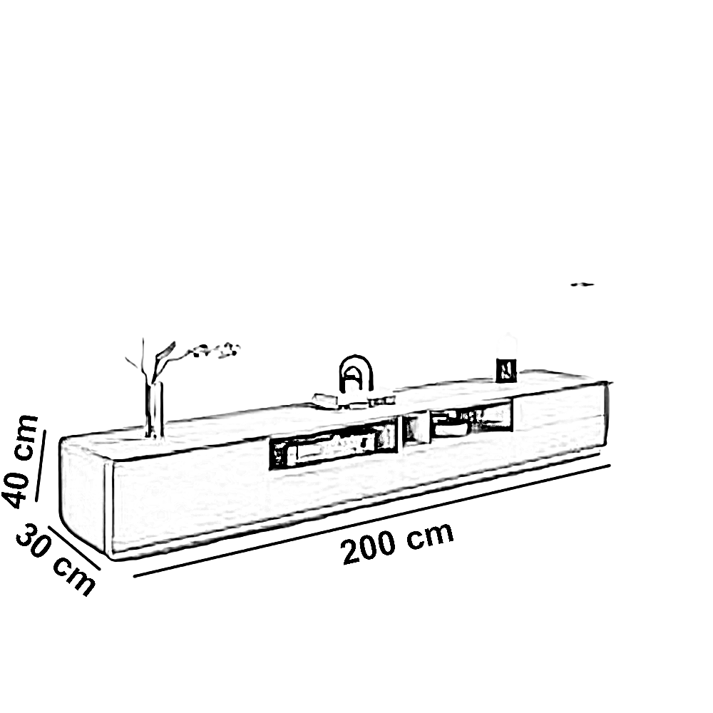 ترابيزة تليفزيون خشب ام دي اف، 200*30*40 سم