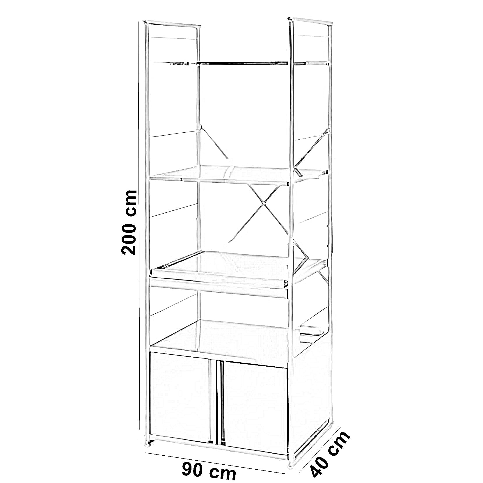 وحدة أرفف معدنية، 90*40*200 سم