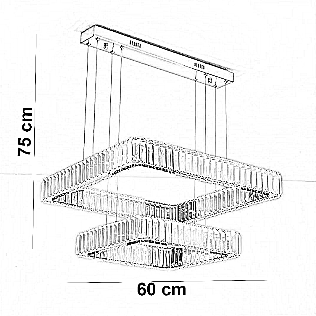 نجفة ستيل و كريستال، 60*75 سم - ذهبي