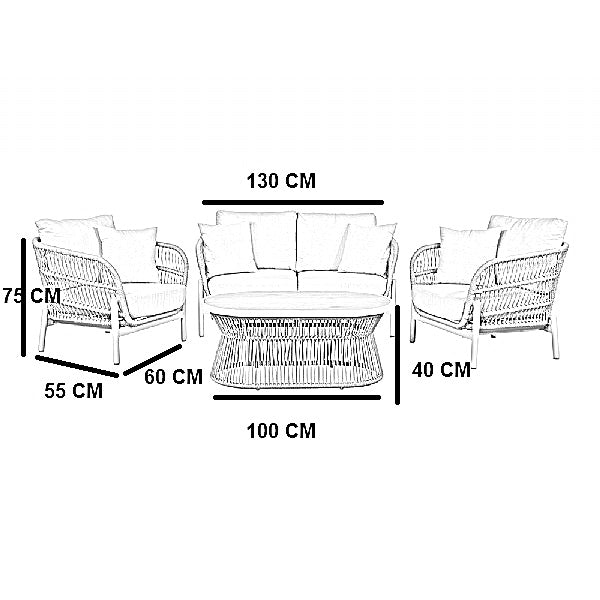 طقم خارجي ستيل و دوبار، 4 قطع