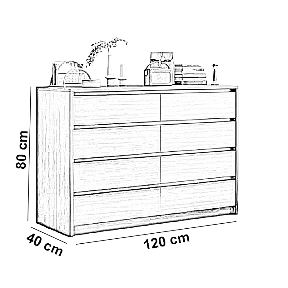 وحدة أدراج خشب ام دي اف، 120*40*80 سم