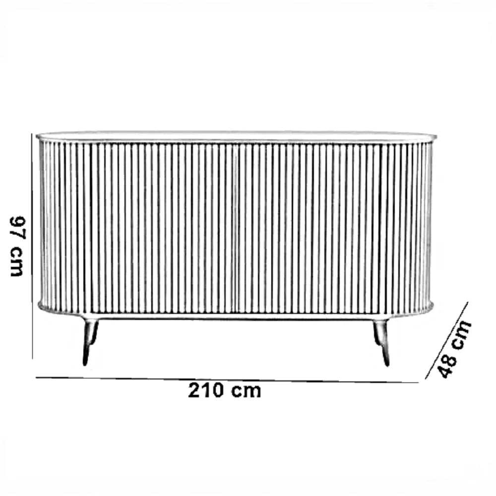 بوفيه خشب زان و كونتر، 210*48*97 سم