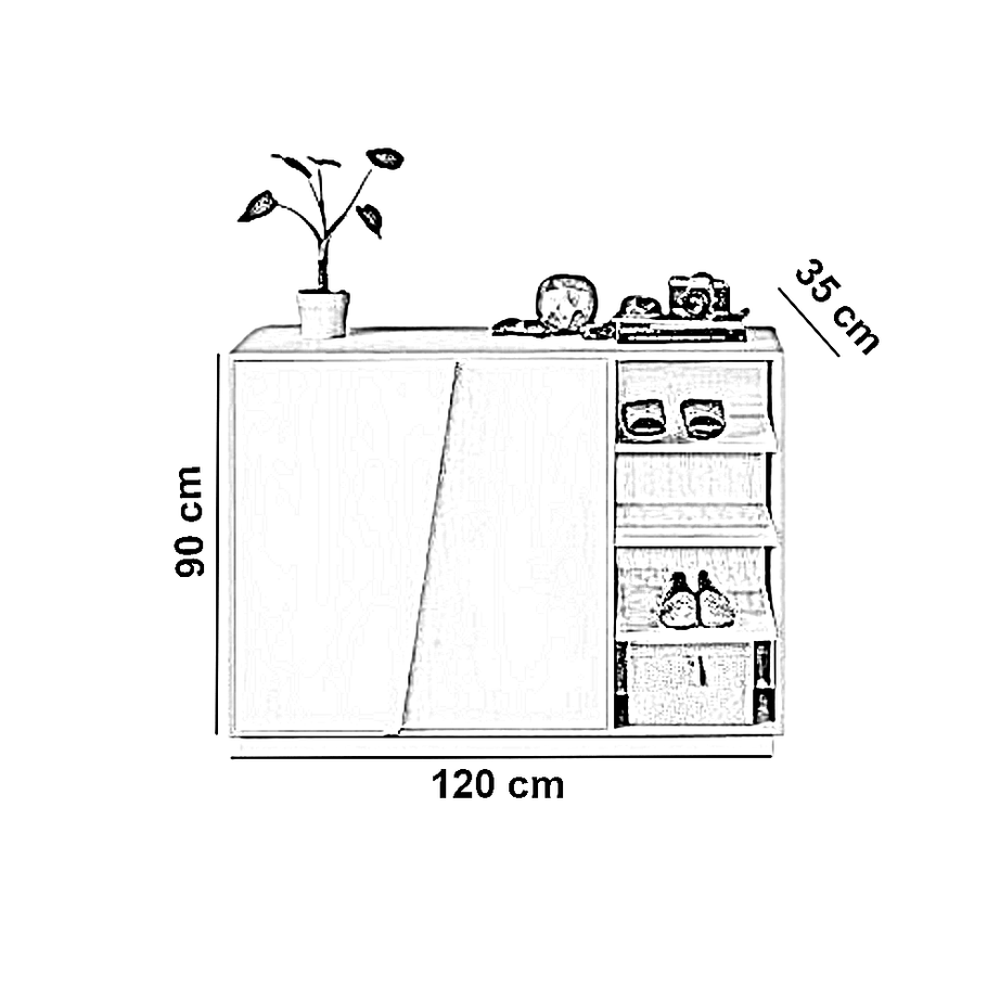 جزامة خشب ام دي اف، 120*35*90 سم