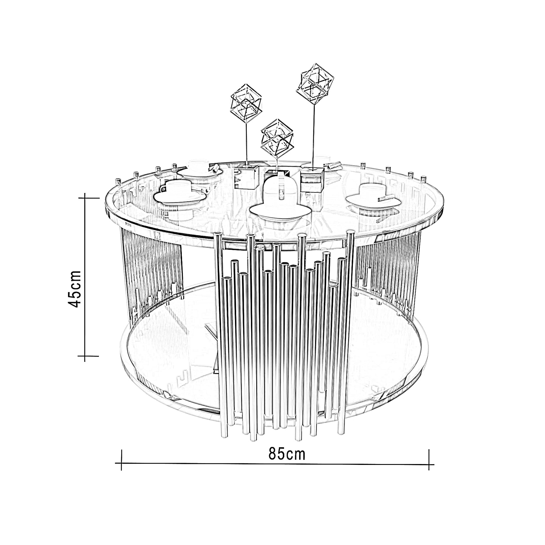ترابيزة قهوة بسطح زجاج، 85*45 سم
