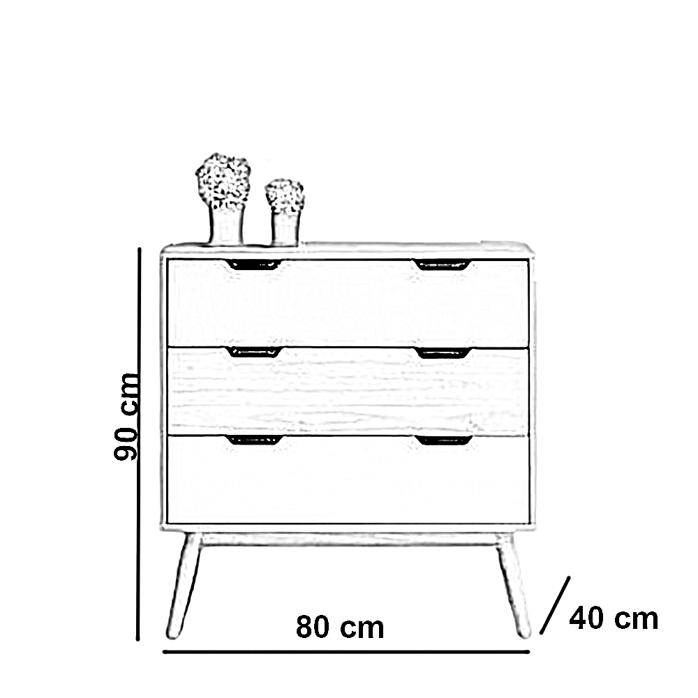وحدة أدراج خشب ام دي اف، 80*40*90 سم