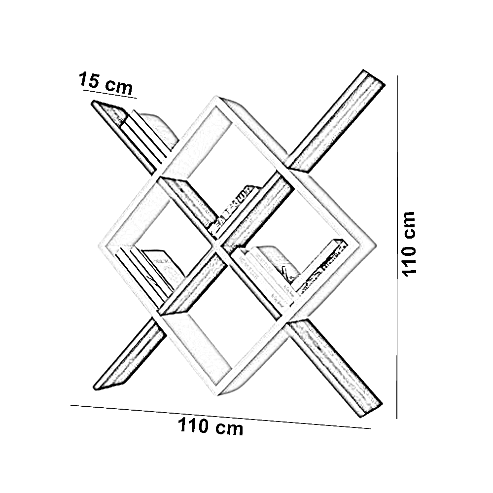 وحدة أرفف ام دي اف، 110*15*110 سم