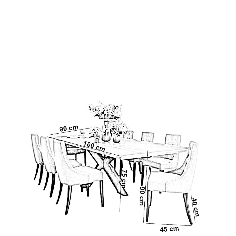 سفرة خشب كونتر، 180*90*75 سم - 9 قطع