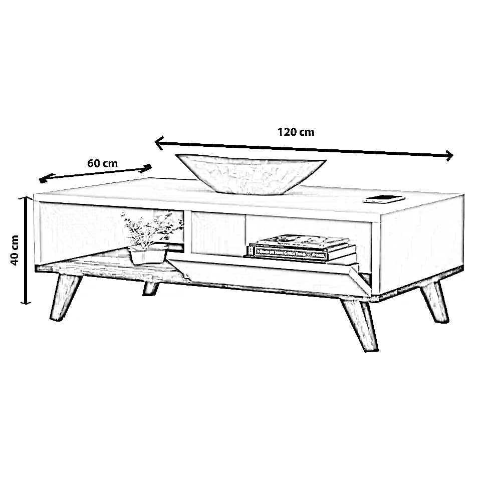ترابيزة قهوة ام دي اف، 120*60*40 سم