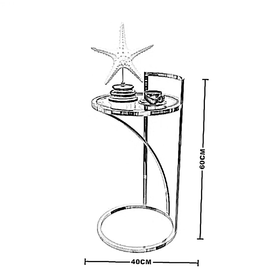 ترابيزة جانبية ستيل بسطح زجاج، 40*40*60 سم