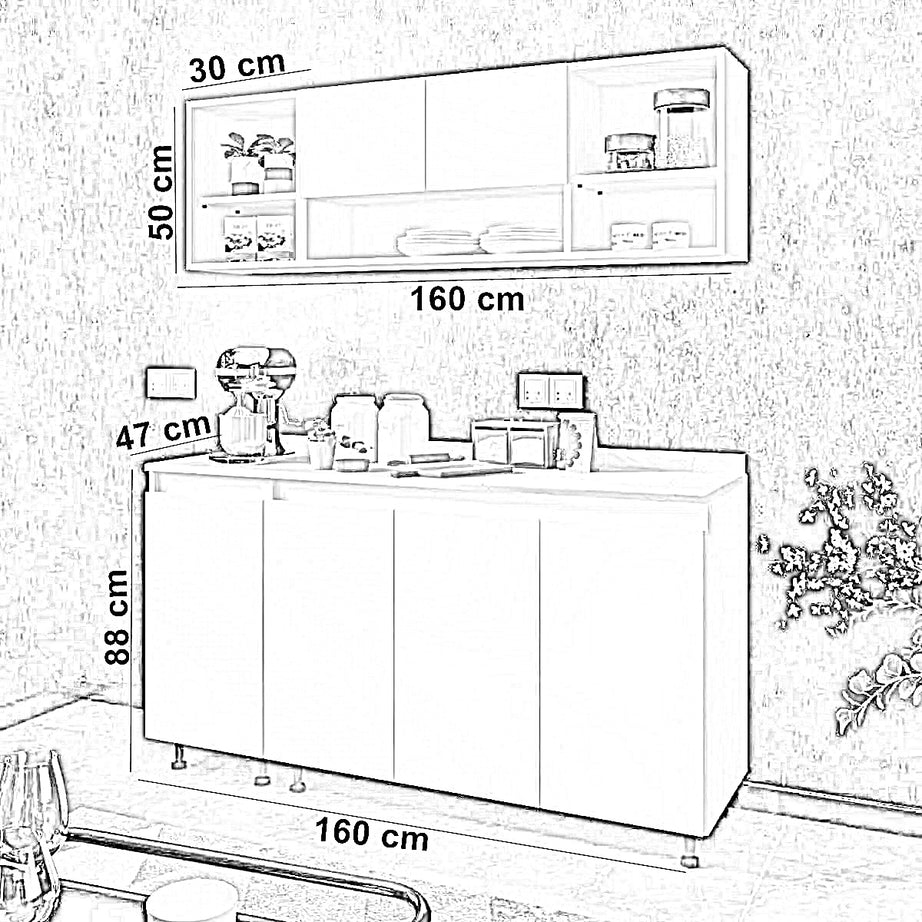 مطبخ خشب ام دي اف، قطعتين