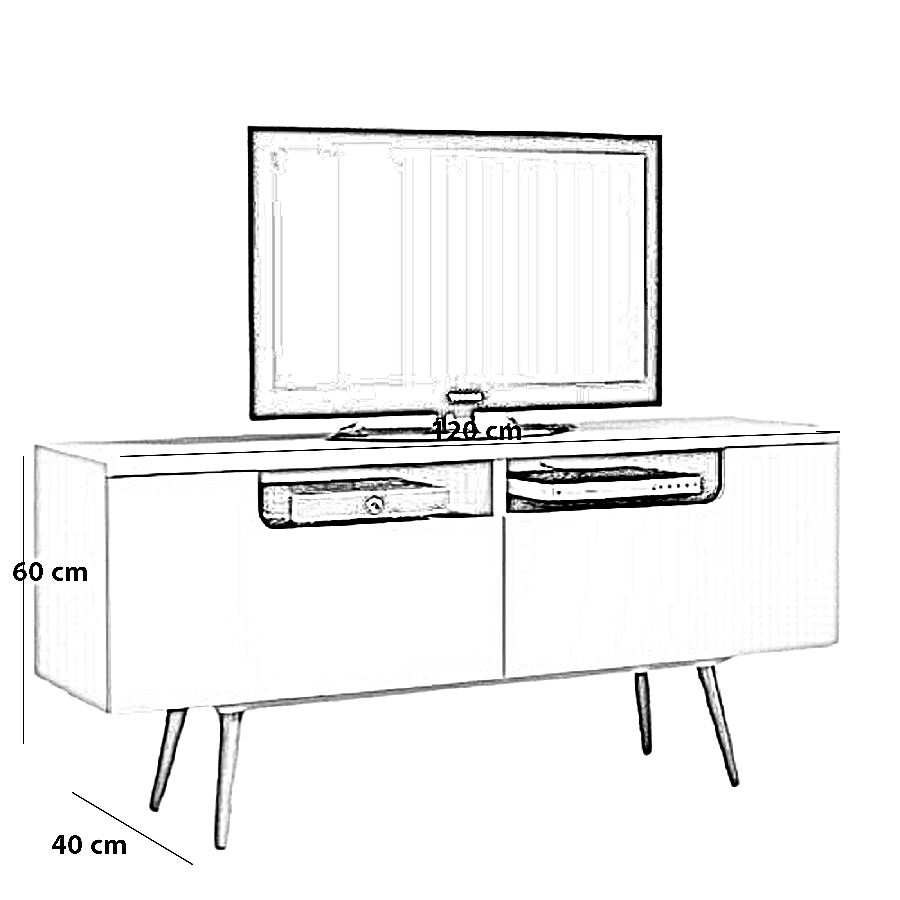 ترابيزة تليفزيون خشب ام دي اف، 120*40*60 سم