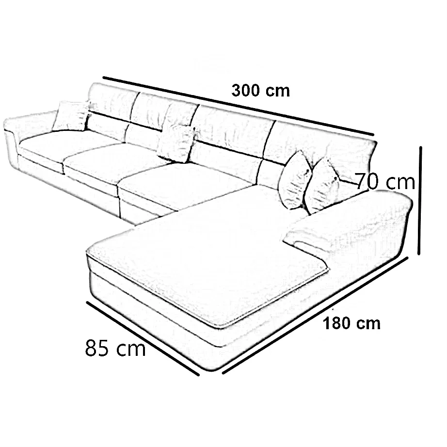 ركنة خشب زان طبيعي، 300*180*85*70 سم