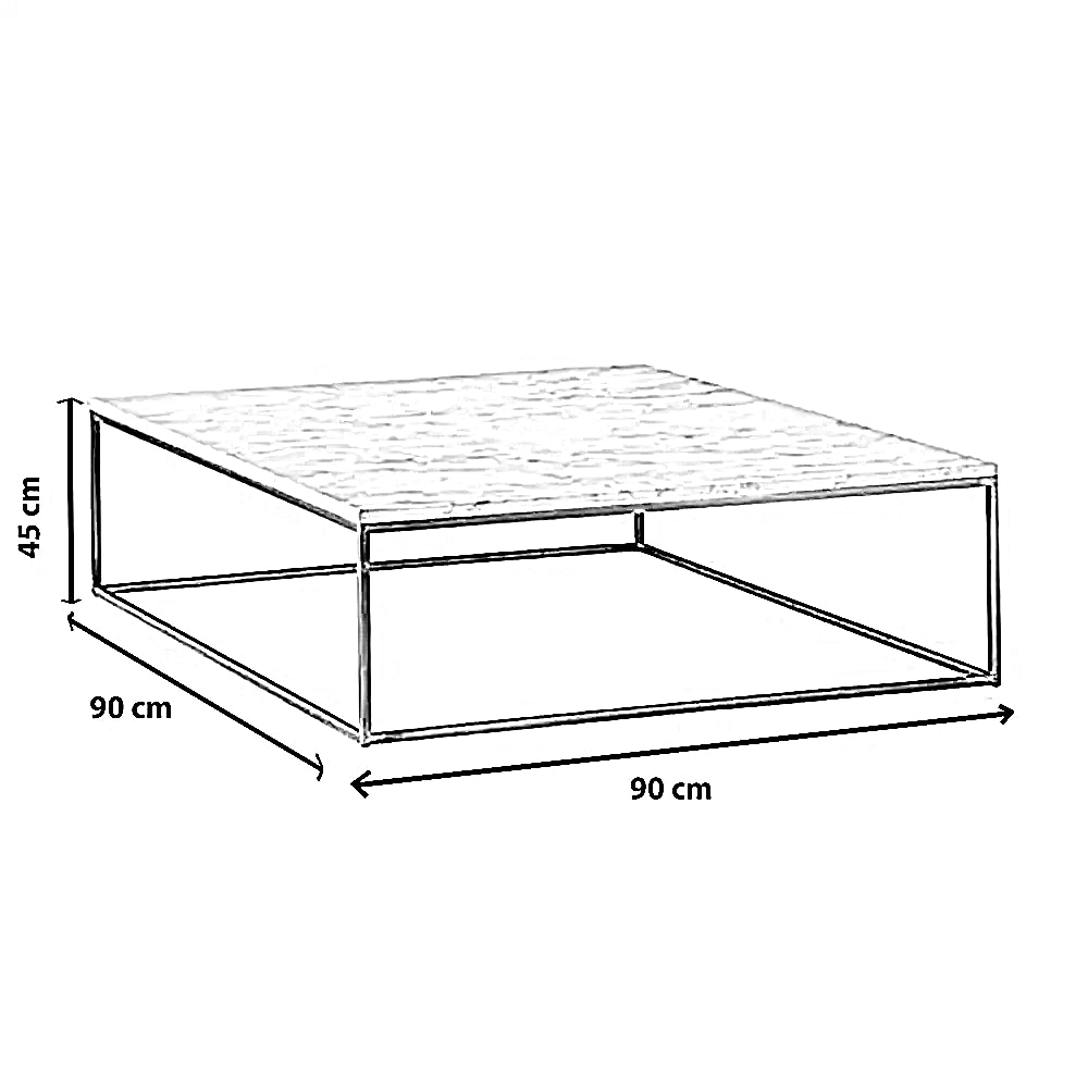 ترابيزة قهوة ستيل بسطح رخام، 90*90*45 سم