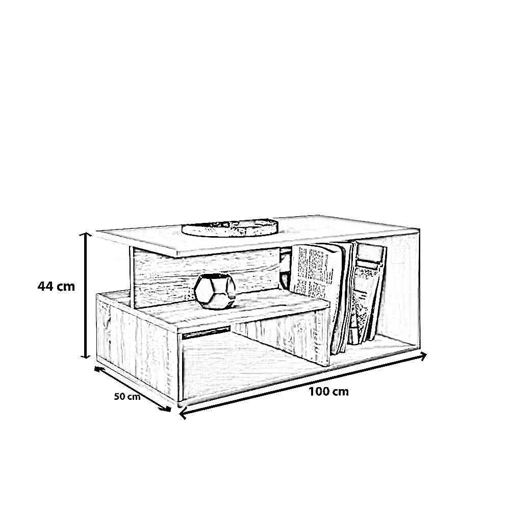 ترابيزة قهوة ام دي اف، 100*50*44 سم