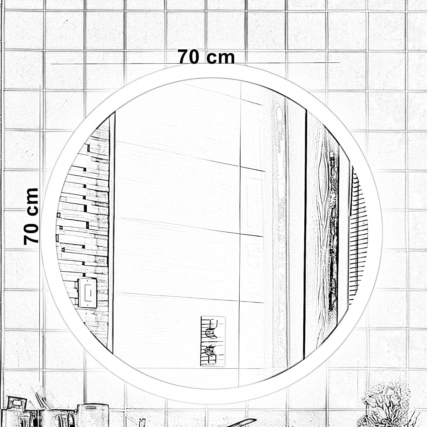 مرايا حائط ليد، 70*70 سم