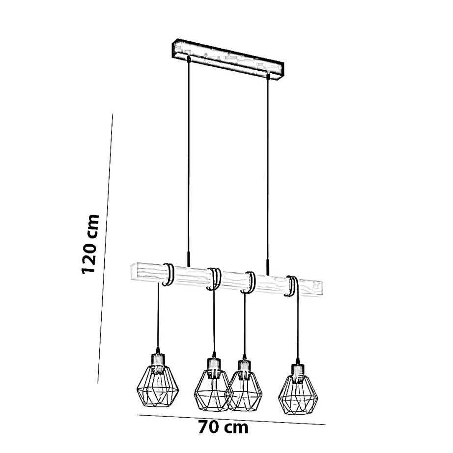 نجفة معدن و خشب، 70*120 سم