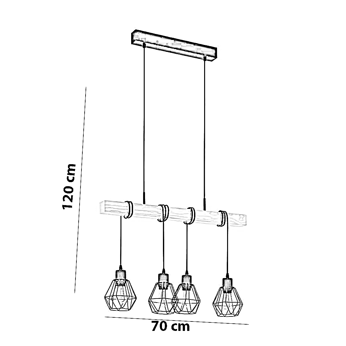 نجفة معدن و خشب، 70*120 سم