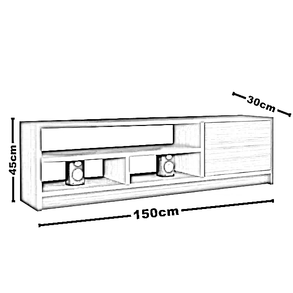 ترابيزة تليفزيون ام دي اف، 150*30*45 سم