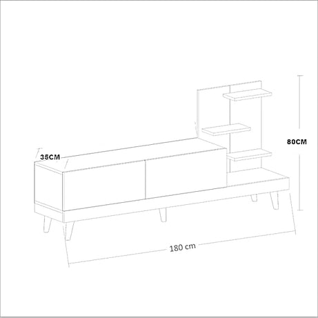 ترابيزة تليفزيون ام دي اف، 180*35*80 سم