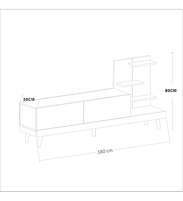 ترابيزة تليفزيون ام دي اف، 180*35*80 سم