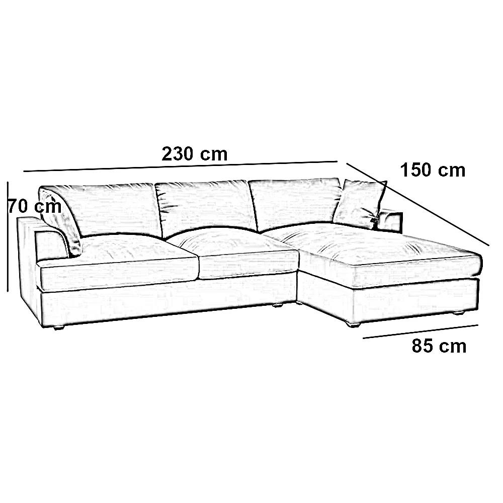 ركنة خشب زان، 230*150*85*70 سم