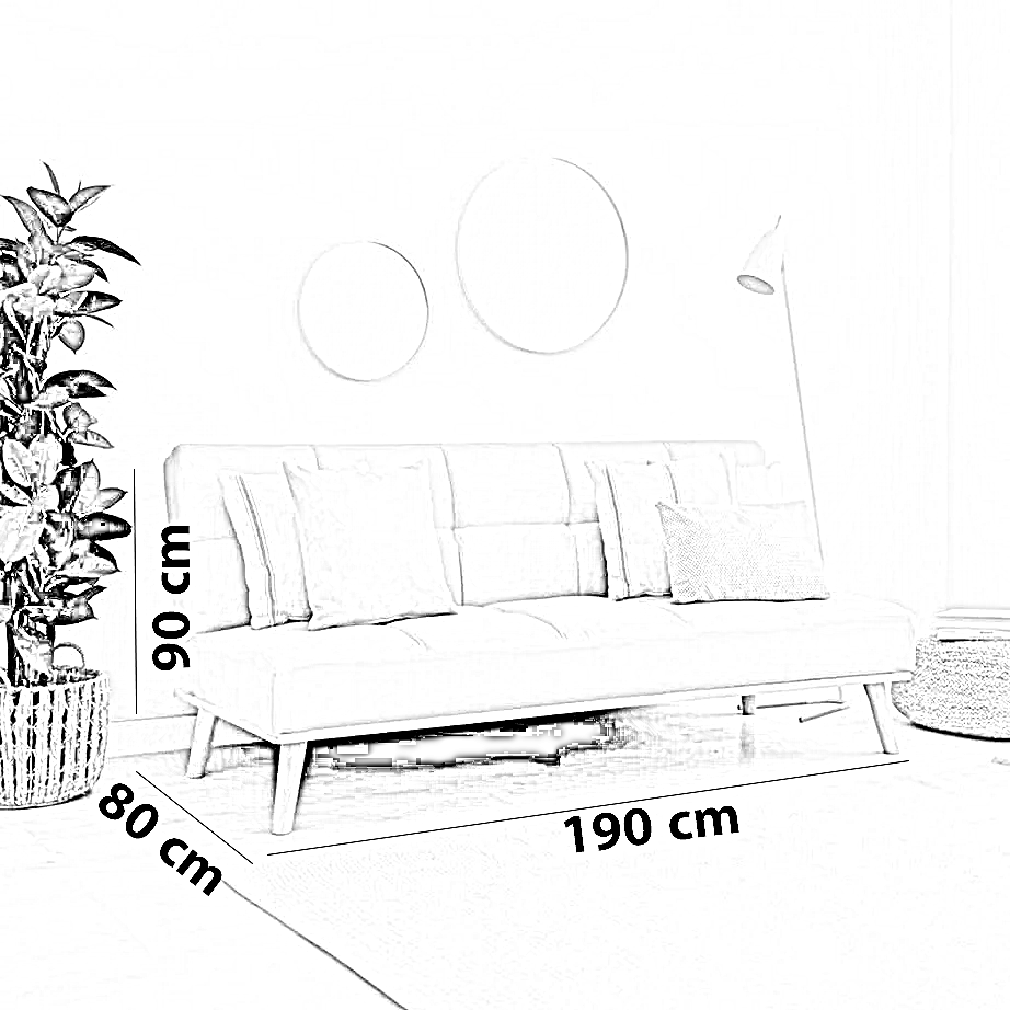 كنبة خشب زان، 190*80*90 سم