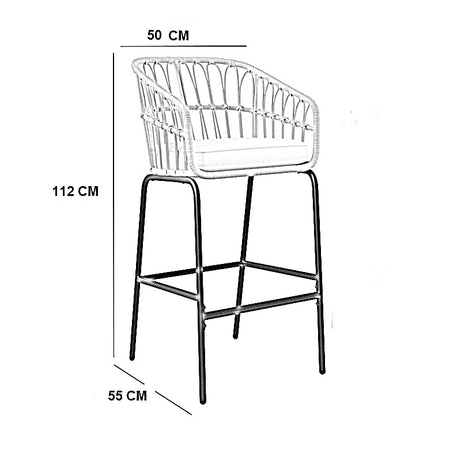 كرسي بار خارجي ستيل و دوبار، 50*55*112 سم