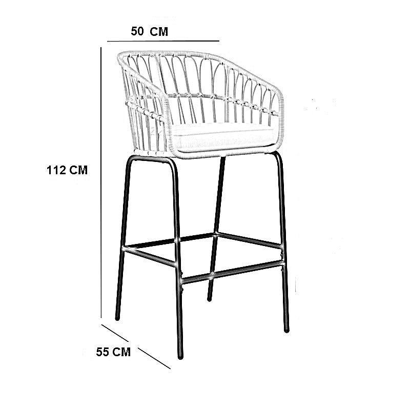 كرسي بار خارجي ستيل و دوبار، 50*55*112 سم