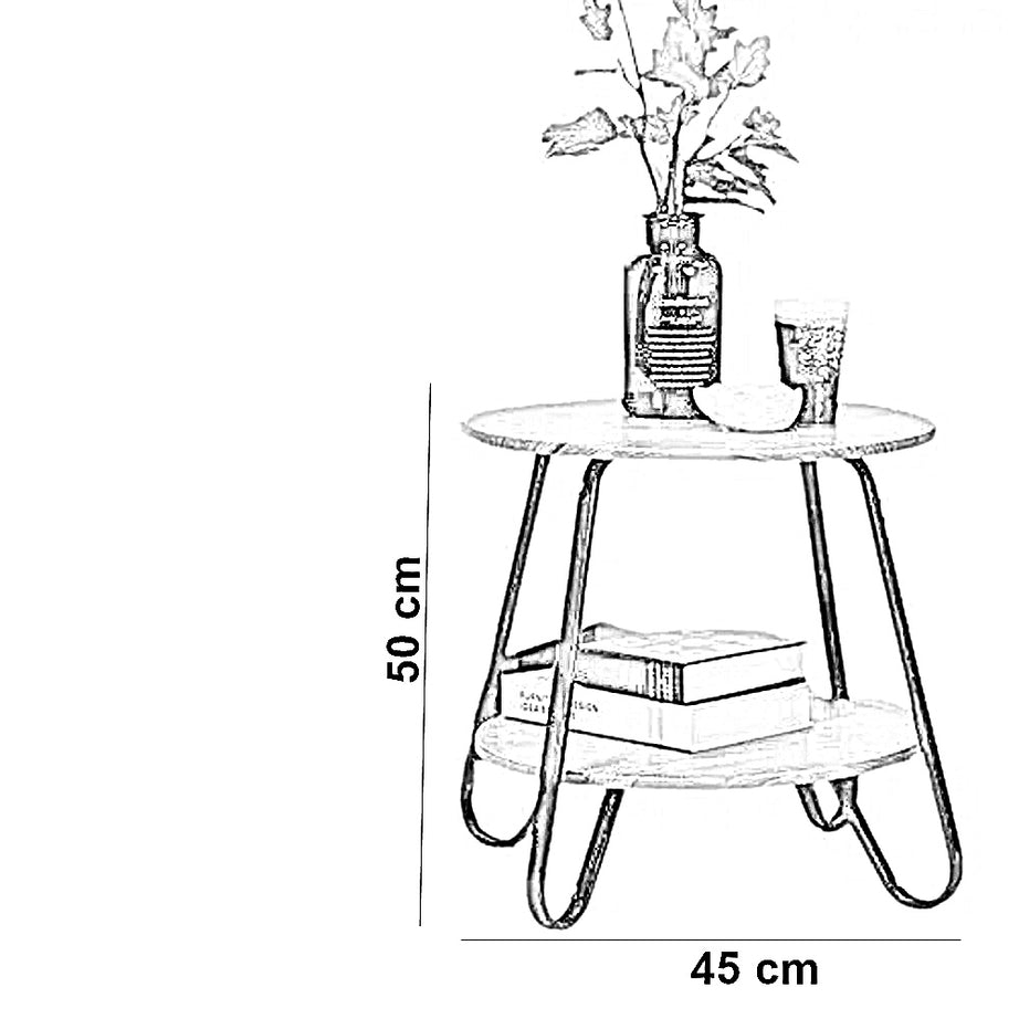 ترابيزة جانبية ستيل وام دي اف، 45*45*50 سم