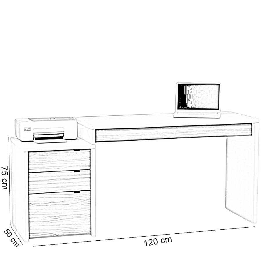 مكتب خشب ام دي اف، 120*50*75سم
