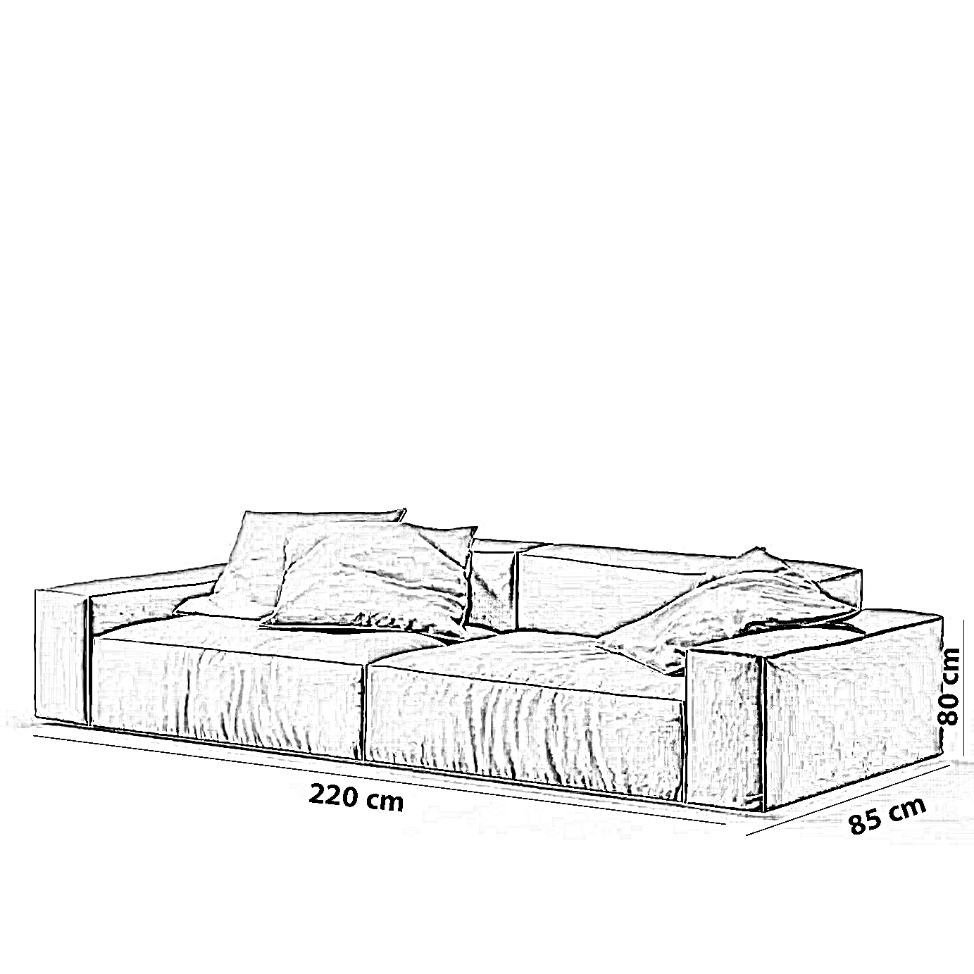 كنبة خشب زان، 220*85*80 سم