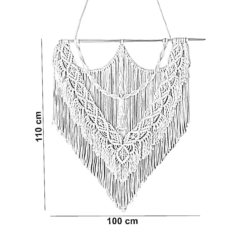 مكرمية حائط خشب، 100*110 سم
