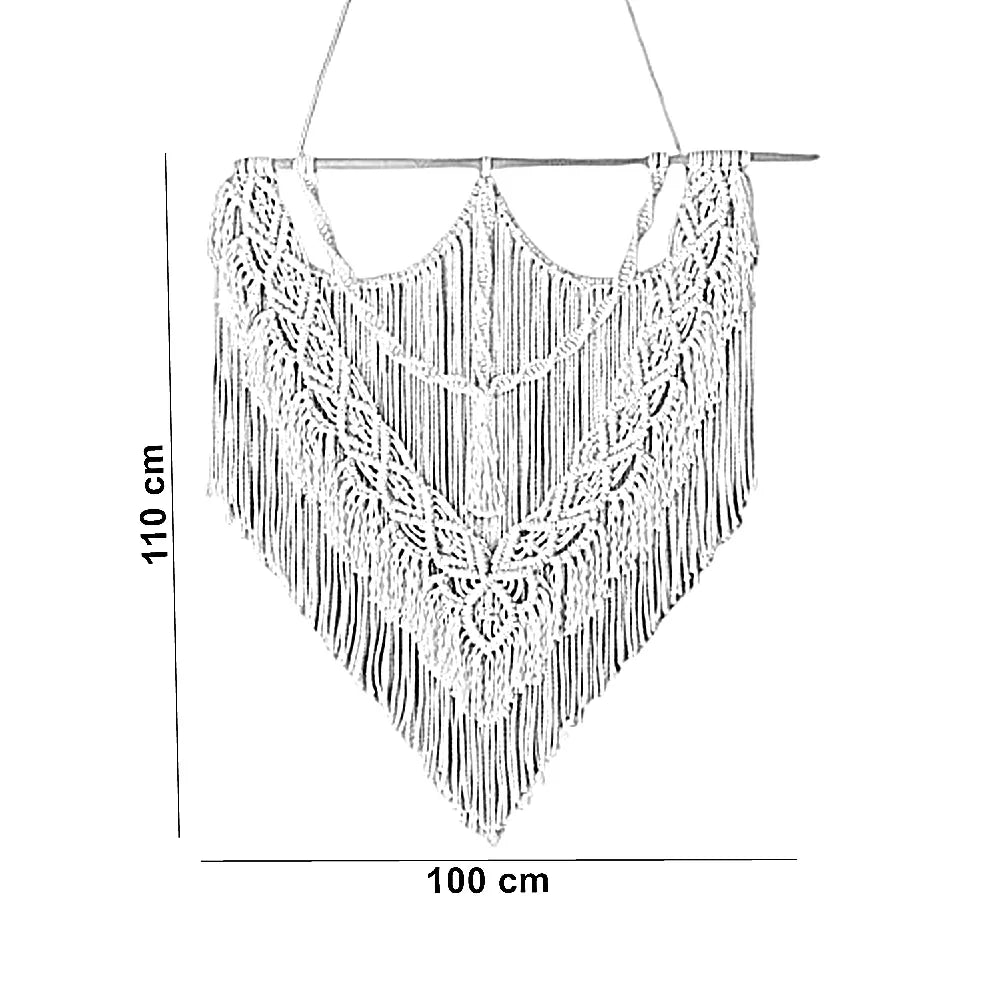 مكرمية حائط خشب، 100*110 سم
