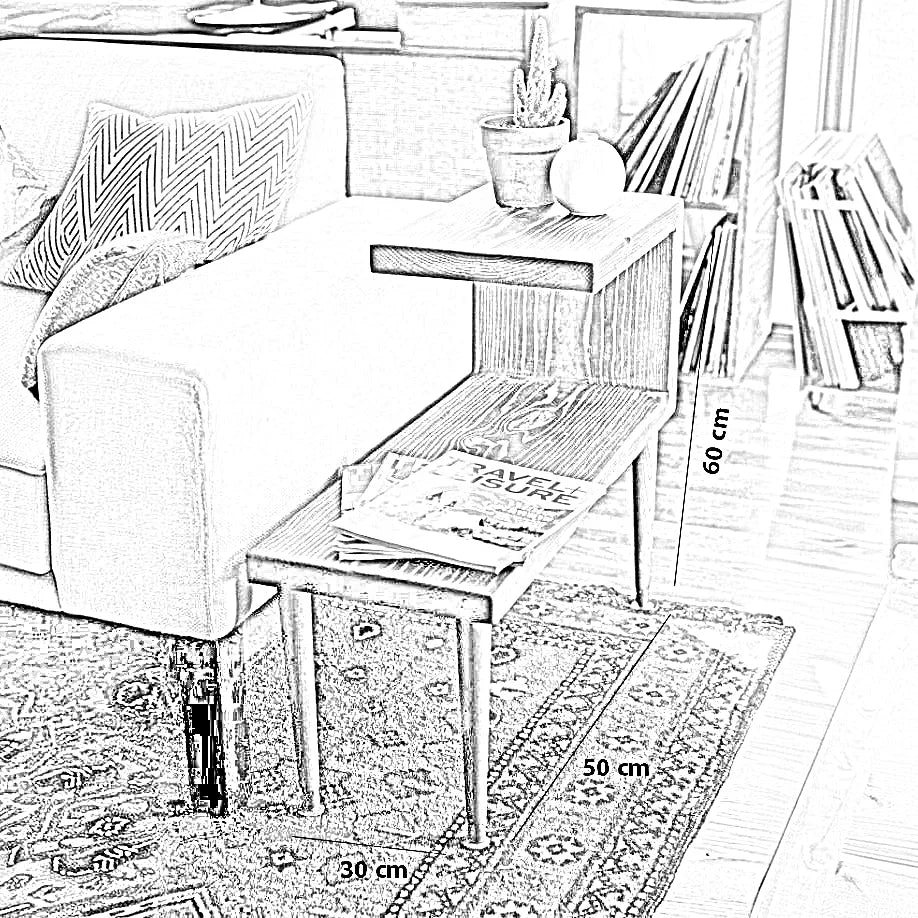 ترابيزة جانبية خشب موسكي، 50*30*60 سم