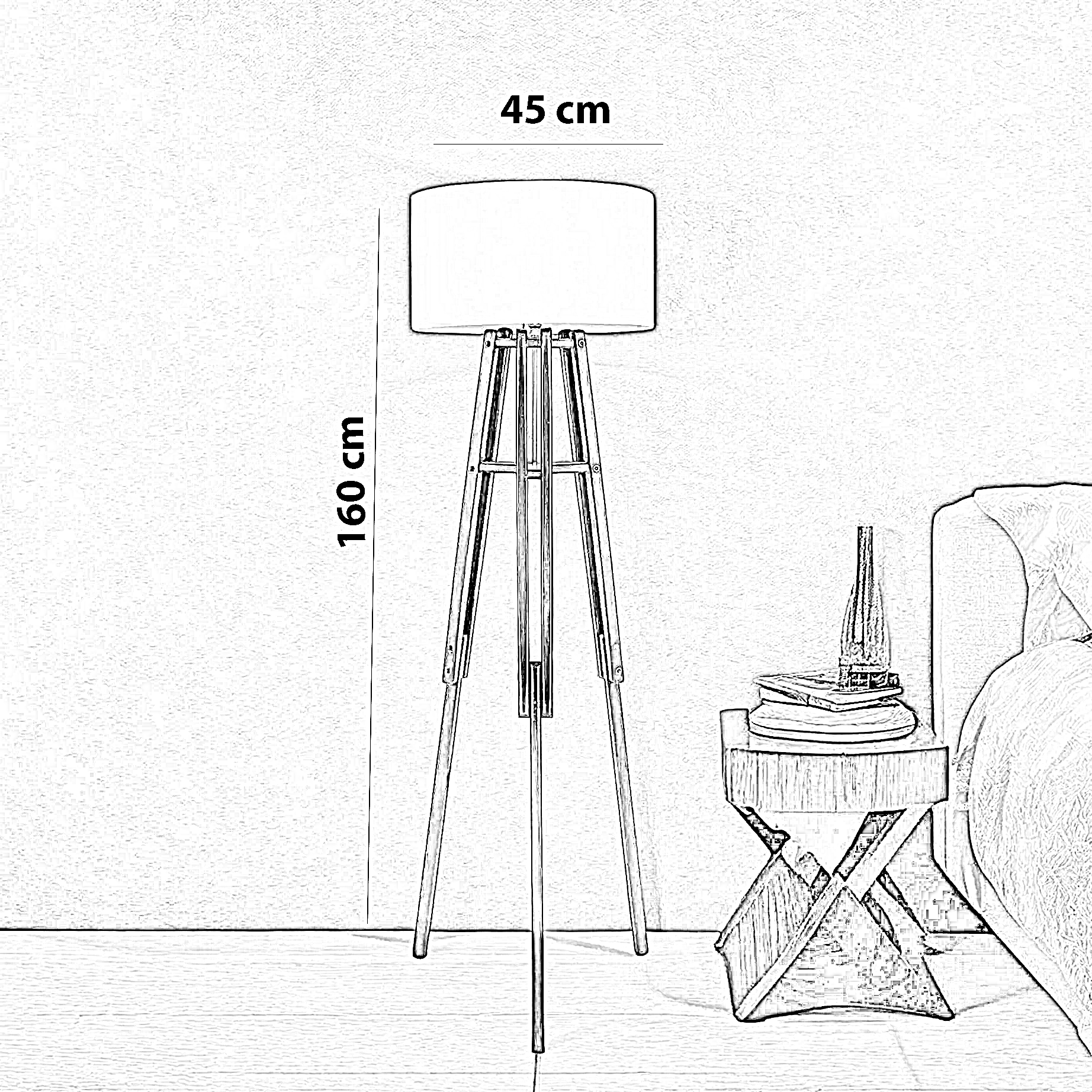 أباجورة أرضية خشب زان، 45*160 سم