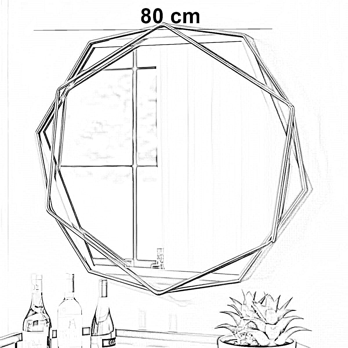 مرايا حائط بإطار ستيل، 80 سم