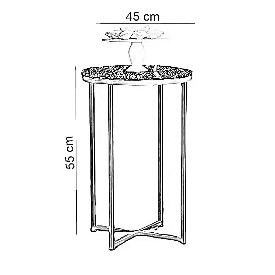 ترابيزة جانبية معدن بسطح جرانيت، 45*55 سم