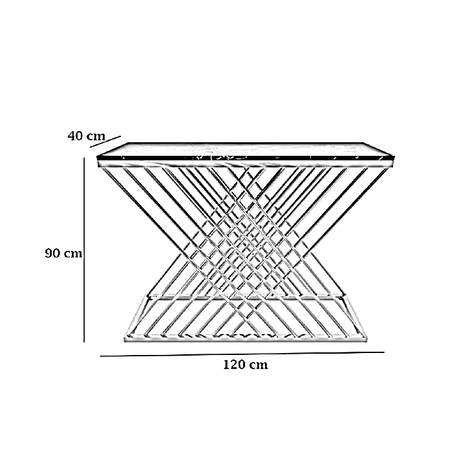 كونسول ستيل بسطح رخام، 120*40*90 سم