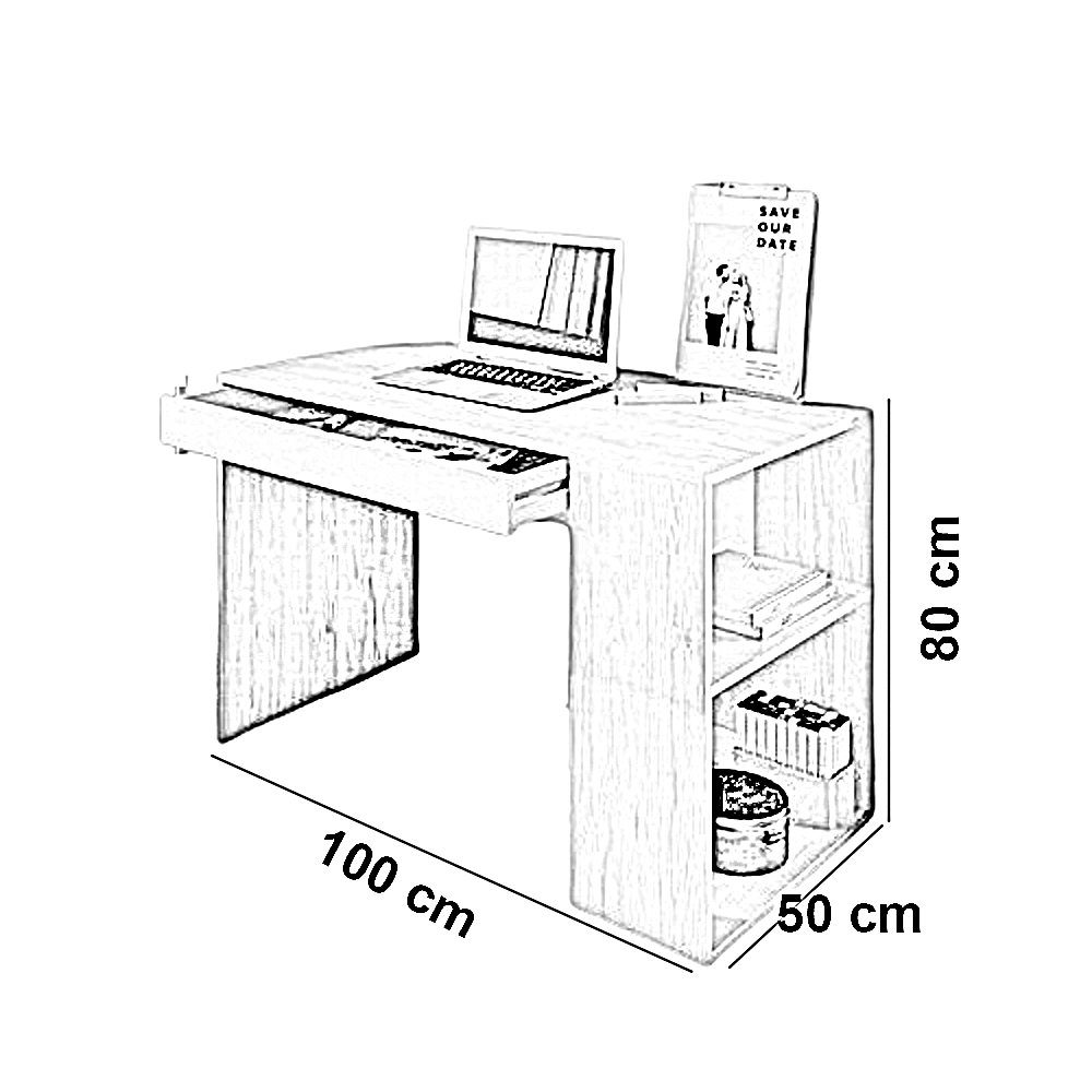 مكتب خشب ام دي اف، 100*50*80 سم