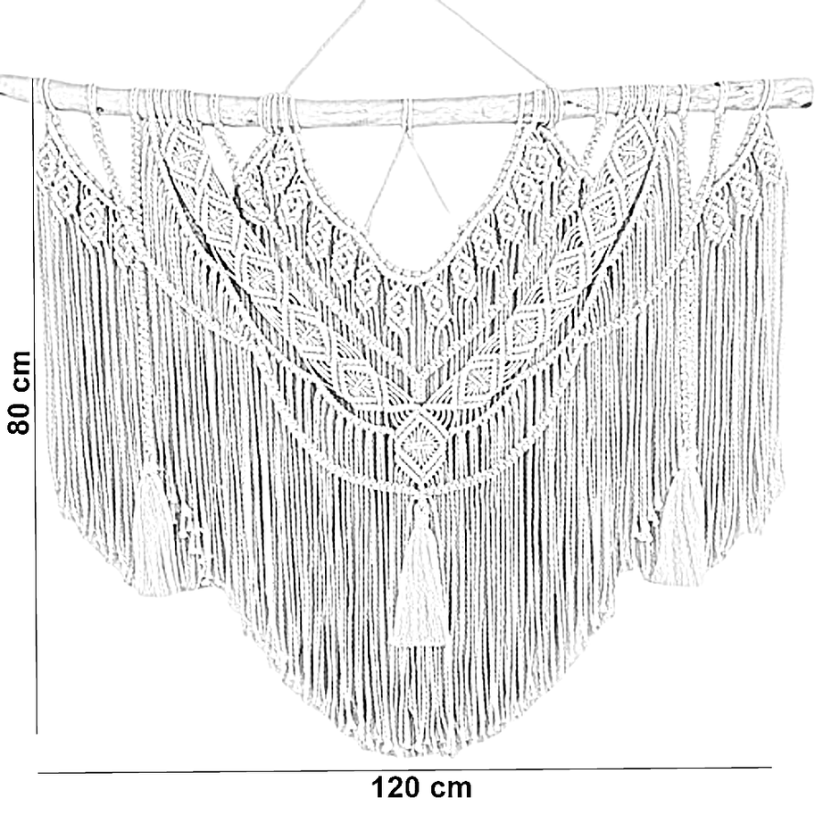 مكرمية حائط خشب، 120*80 سم