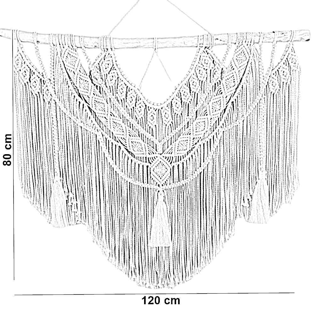 مكرمية حائط خشب، 120*80 سم