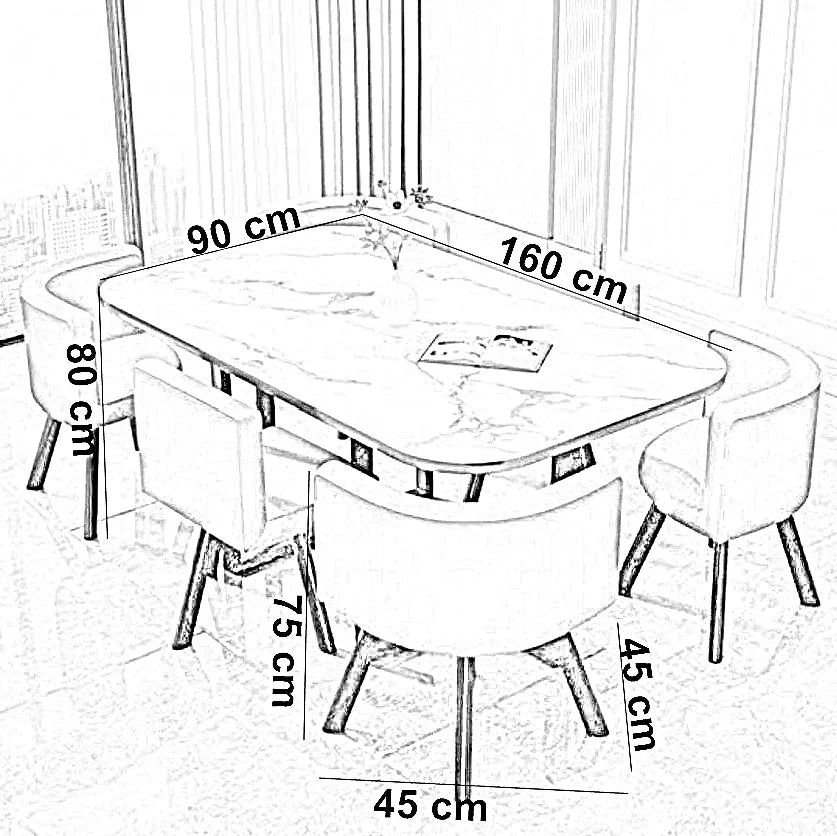 طقم سفرة خشب زان و كونتر، 7 قطع