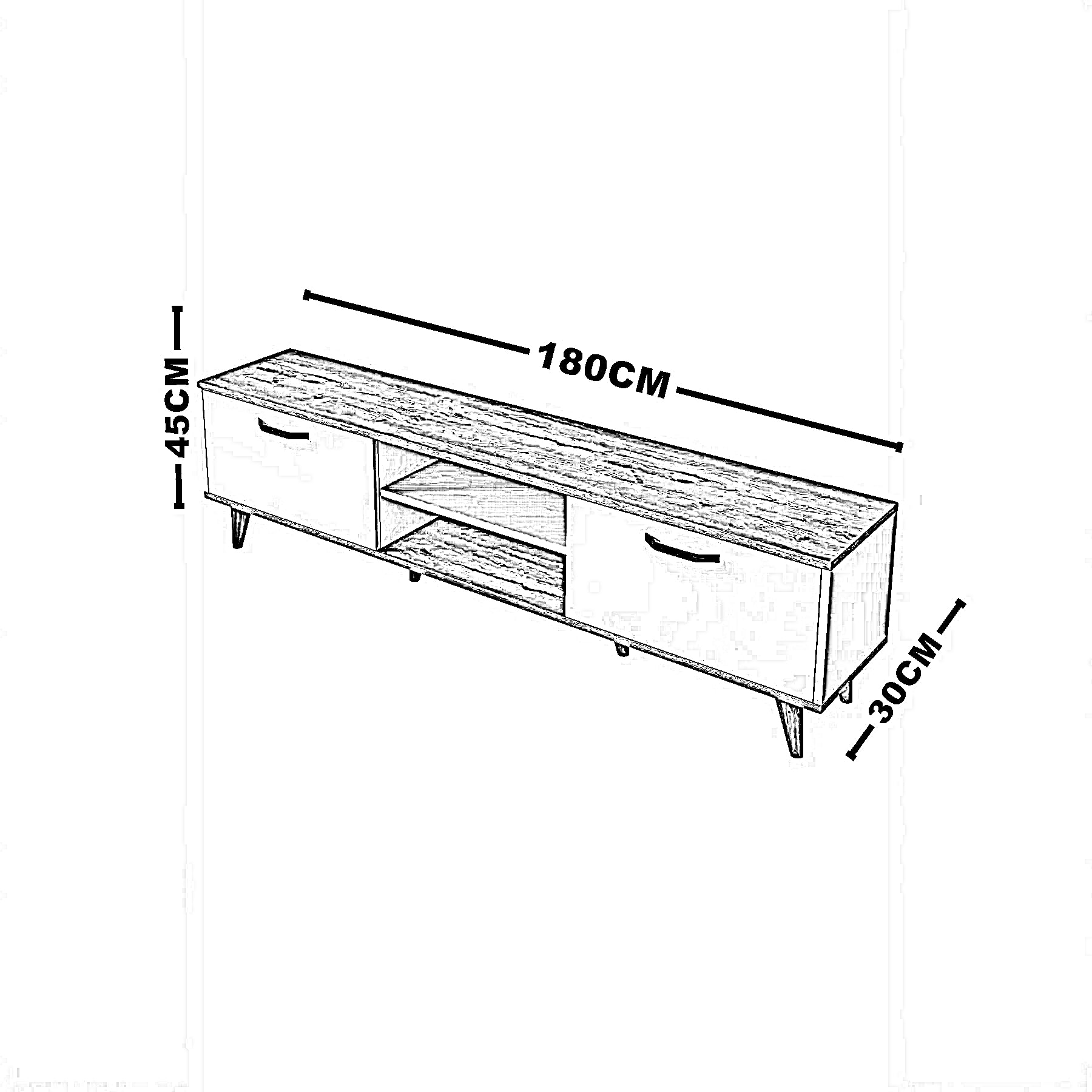 ترابيزة تليفزيون ام دي اف، 180*30*45 سم