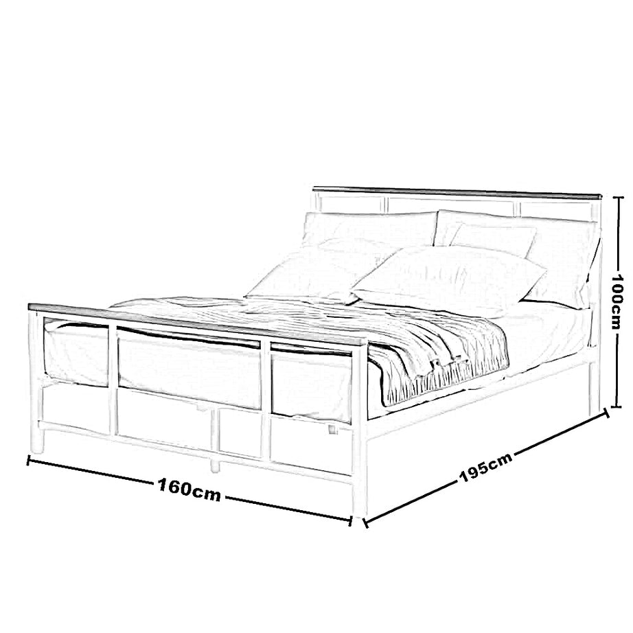 سرير كينج معدن و خشب طبيعي، 160*195*100 سم